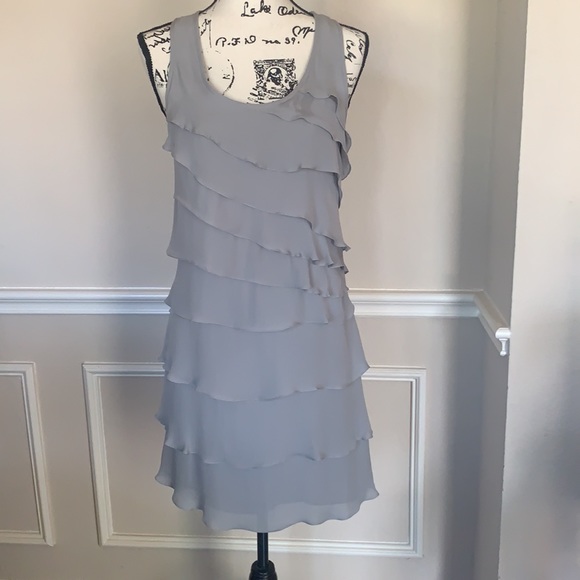 NWT 100% Silk Gray Ruffle Dress Sz. 6 BEAUTIFUL! - Picture 4 of 5